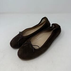 Andy Julien Ballet Flats Women’s Size 38.5 Brown Suede Round Toe Slip On Shoes